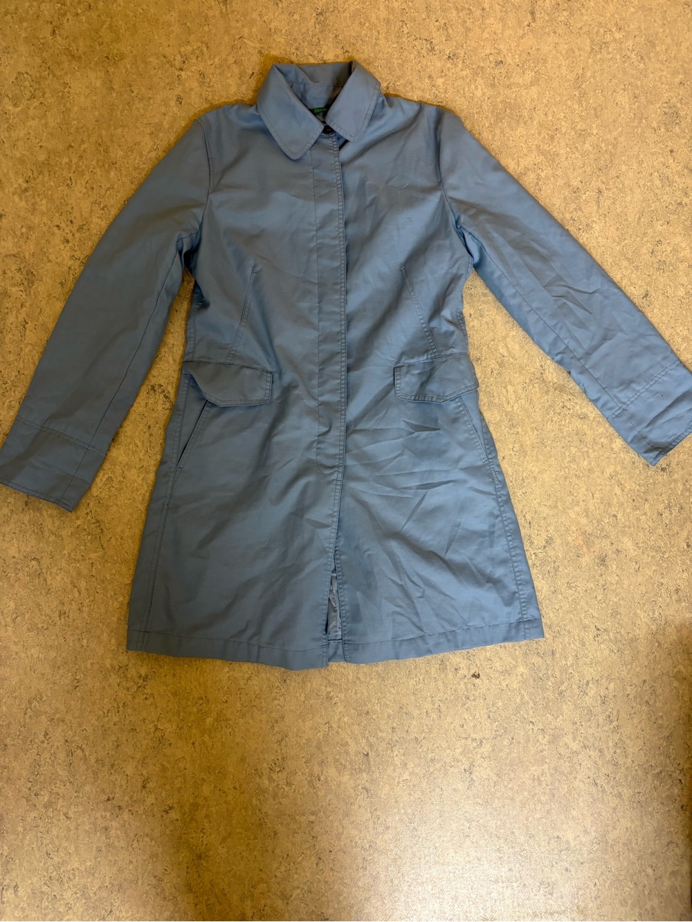 Vintage Women’s Benetton Made in Italy Light Blue Utility Trench Coat Size XS
